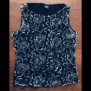 Tribal Ribbon Tank Baby Blue/Black Size M